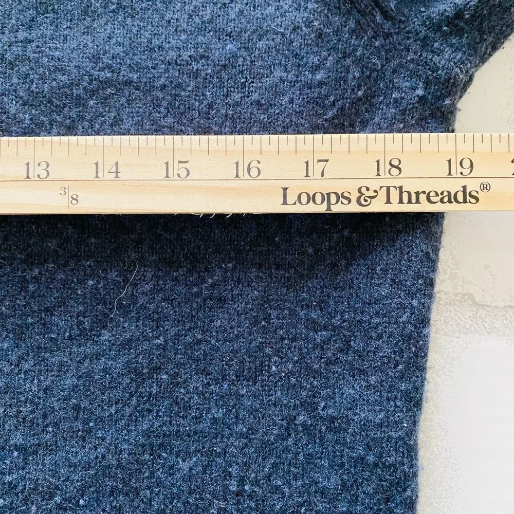 J Crew Rugged 1/2 Zip Blue Merino Wool Blend Sweater Pullover Layering M